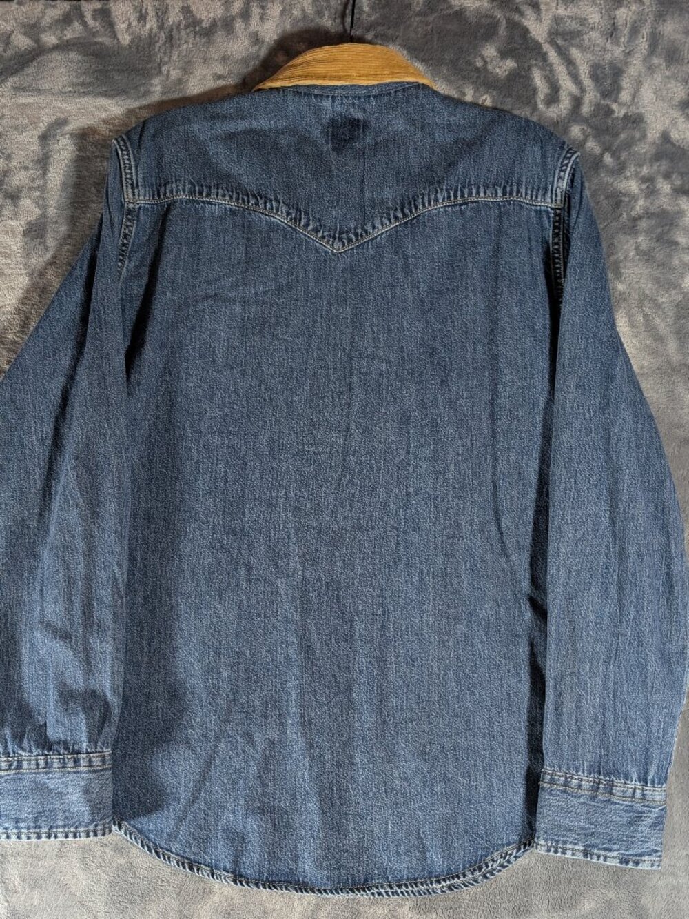 NWT Levis The Western Standard Fit Denim Pearl Snap Shirt Corduroy Collar S Blue - Picture 7 of 13